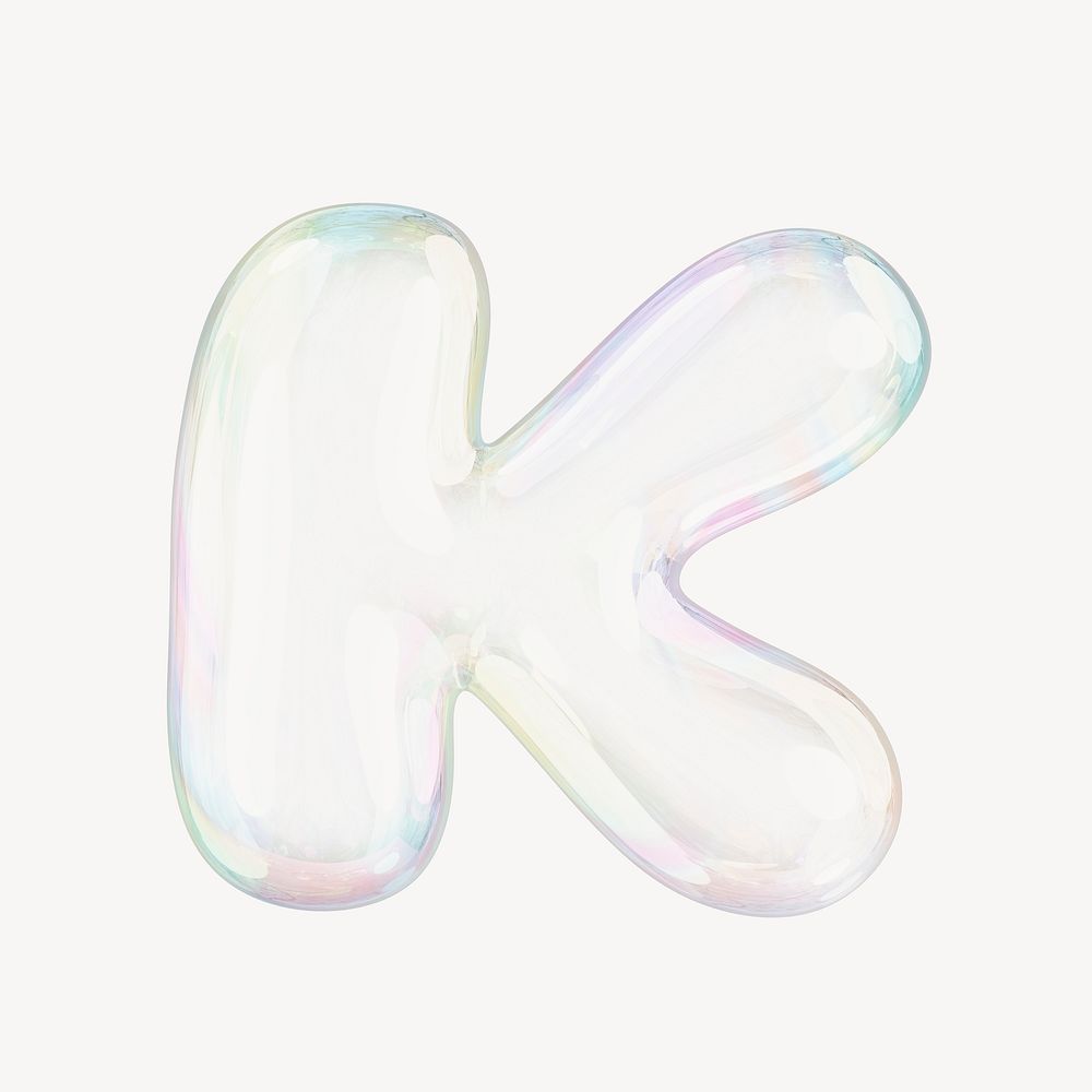 K letter, 3D transparent holographic bubble