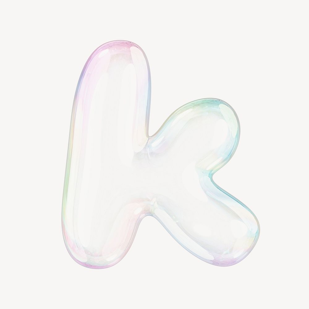 k letter, 3D transparent holographic bubble