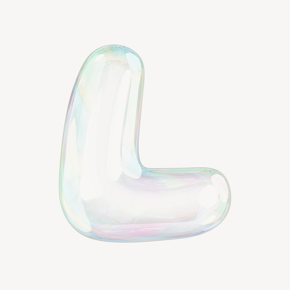 L letter, 3D transparent holographic bubble