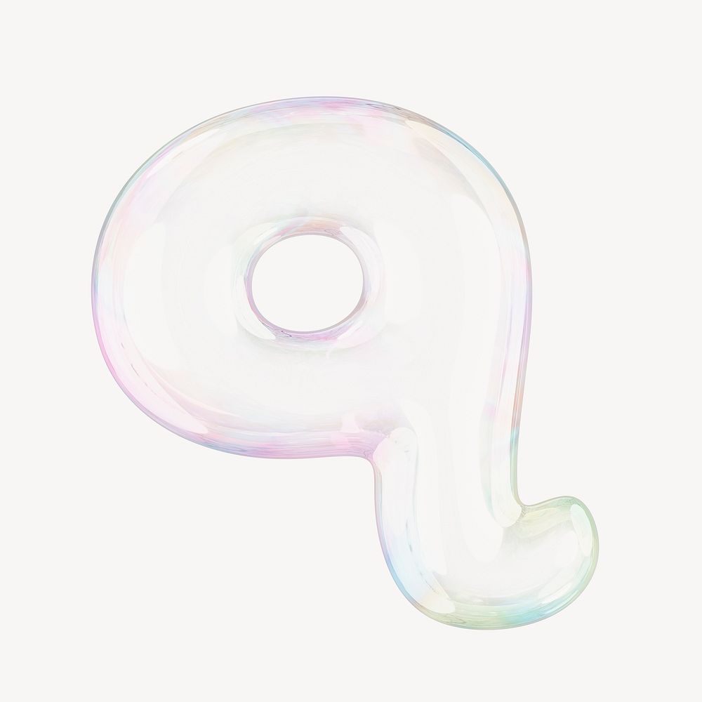 q letter, 3D transparent holographic bubble