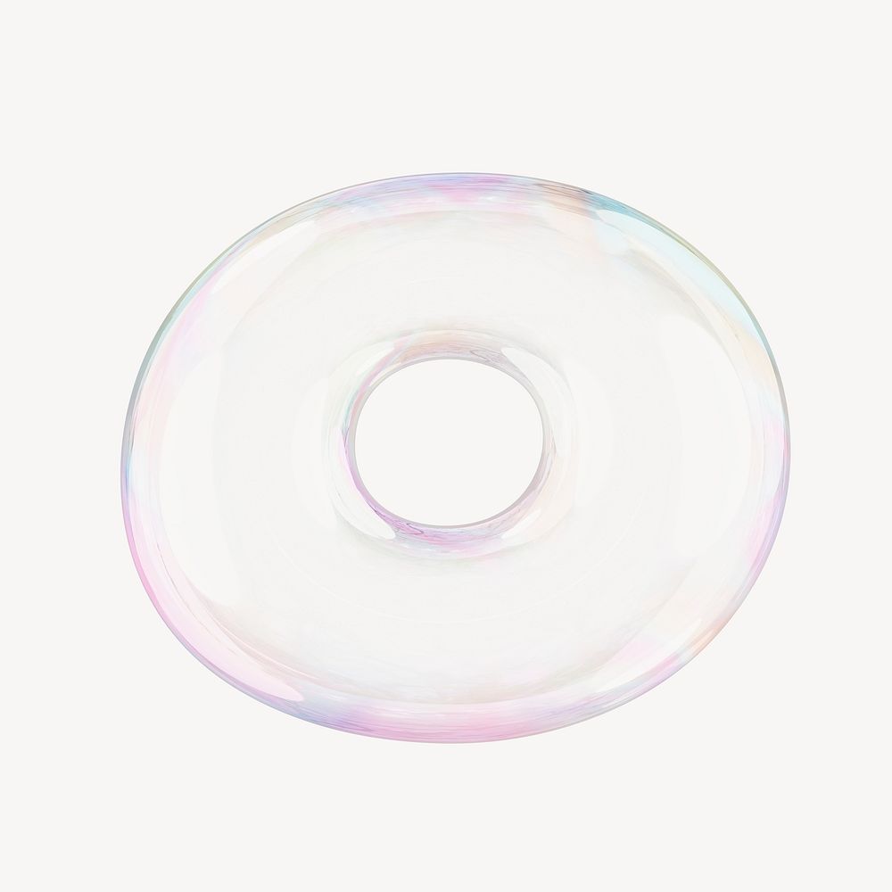 O letter, 3D transparent holographic bubble