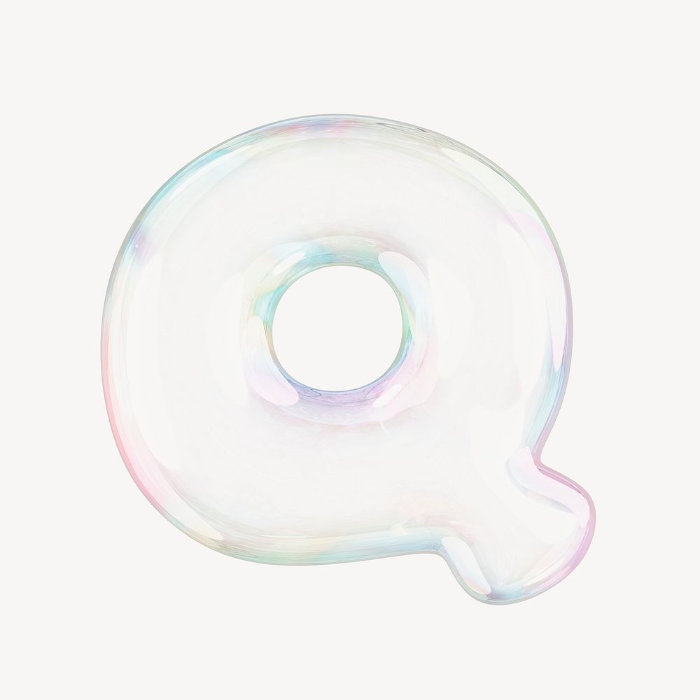 Q letter, 3D transparent holographic bubble