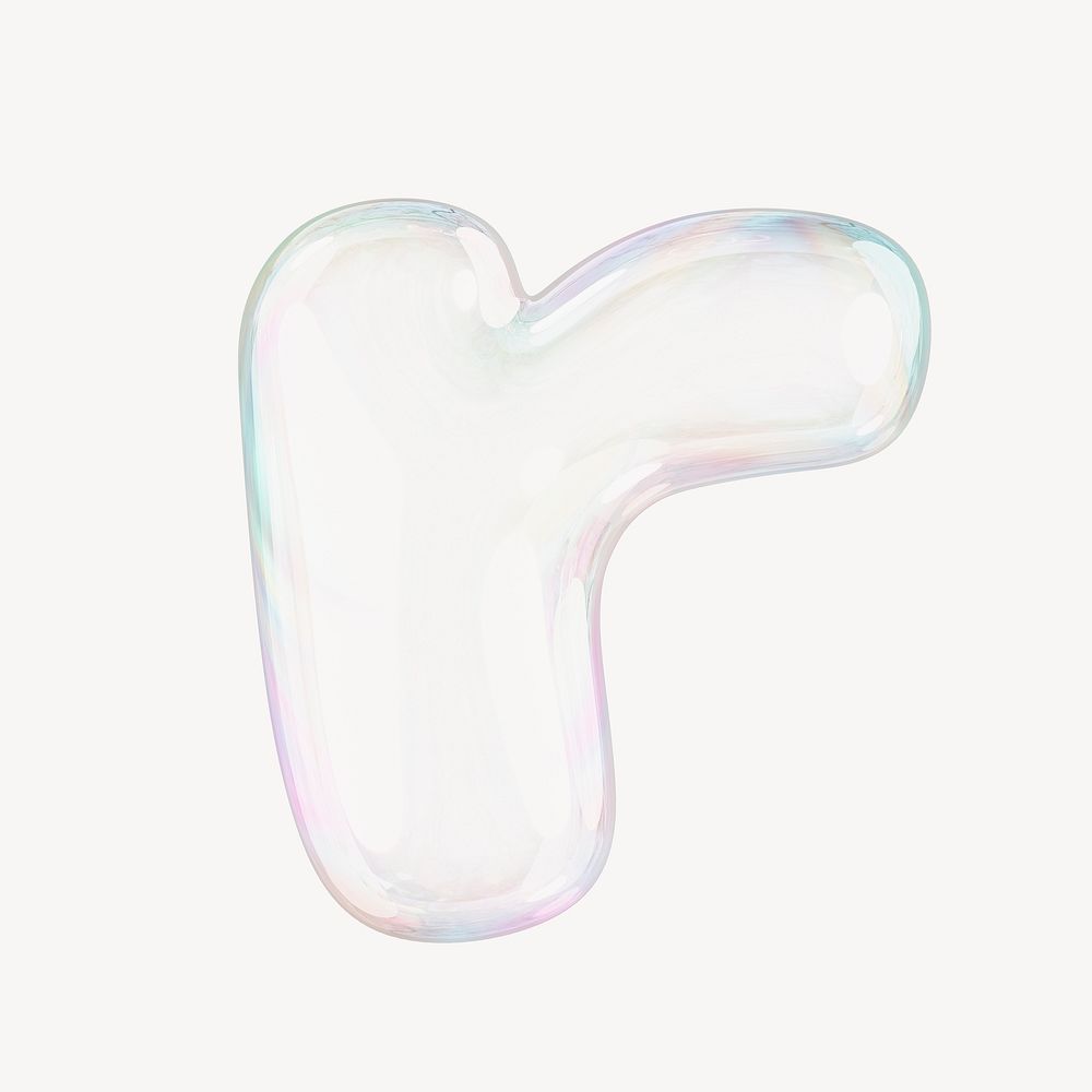 r letter, 3D transparent holographic bubble