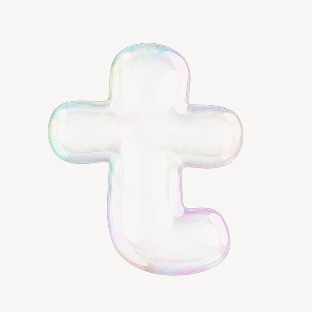t letter, 3D transparent holographic bubble