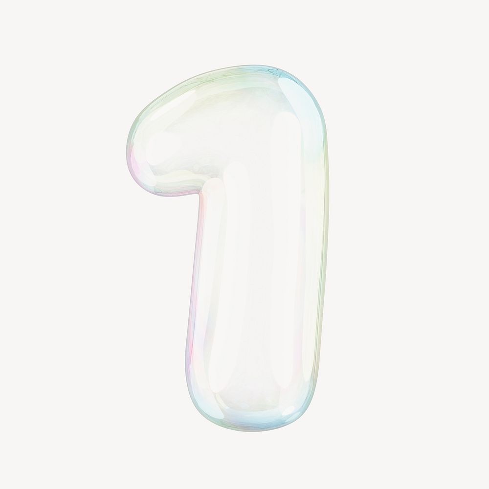 1 number one, 3D transparent holographic bubble