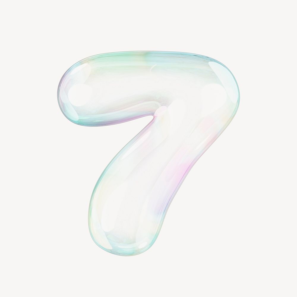 7 number seven, 3D transparent holographic bubble