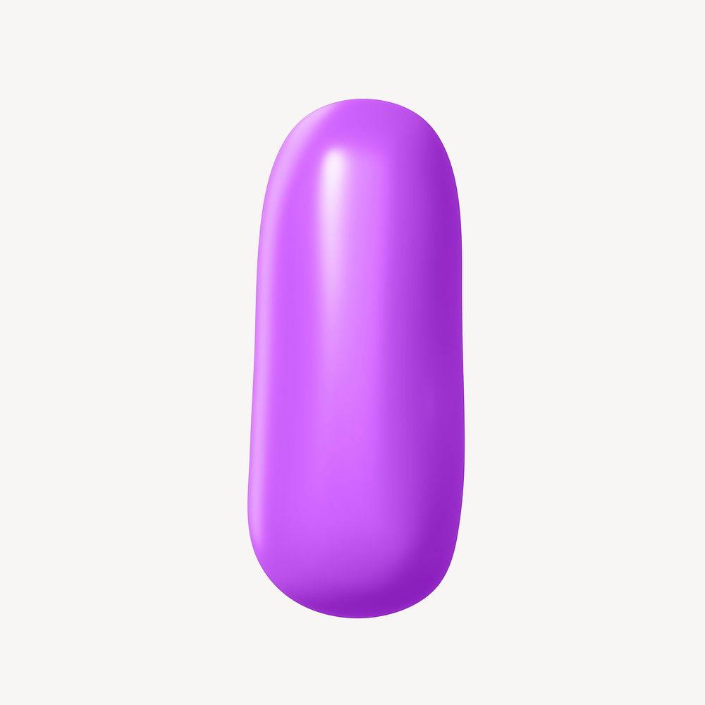 3D I letter, purple balloon English alphabet