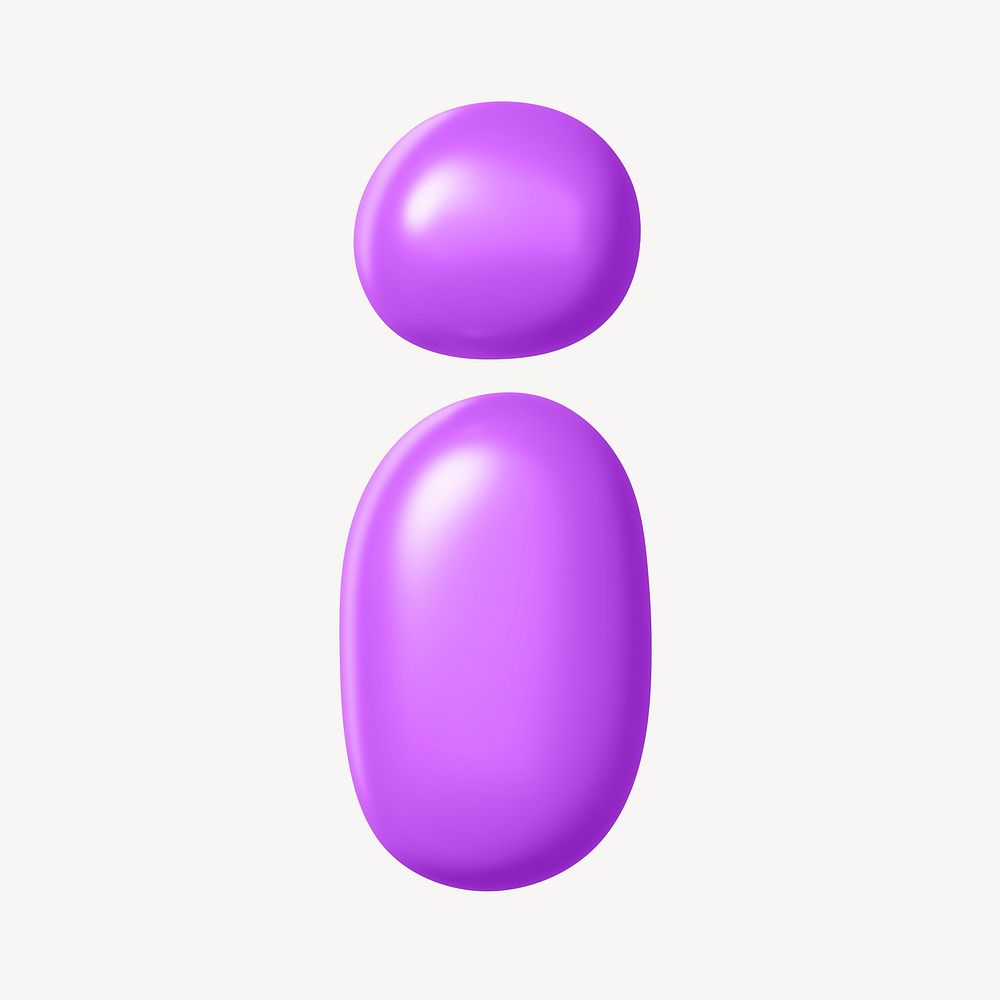 3D i letter, purple balloon English alphabet