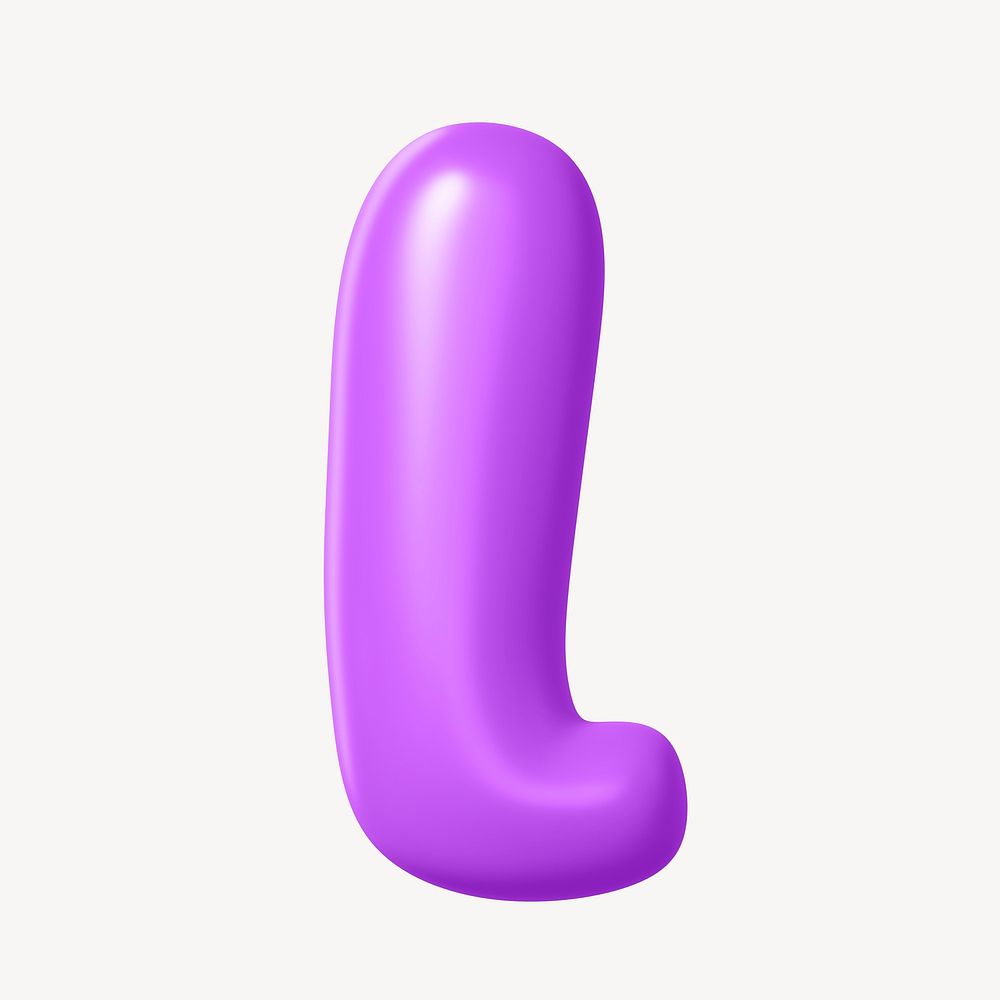 3D l letter, purple balloon English alphabet