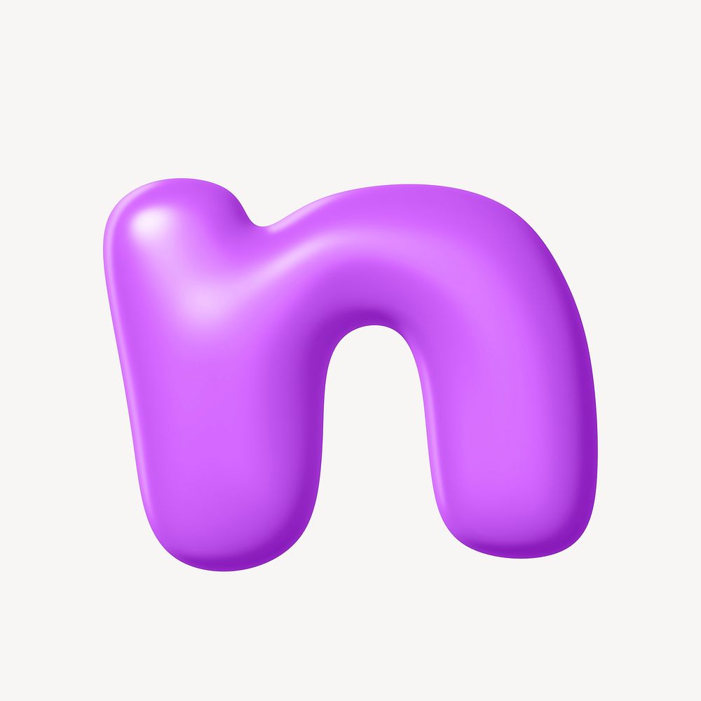 3d Purple N Letter, Isolated 