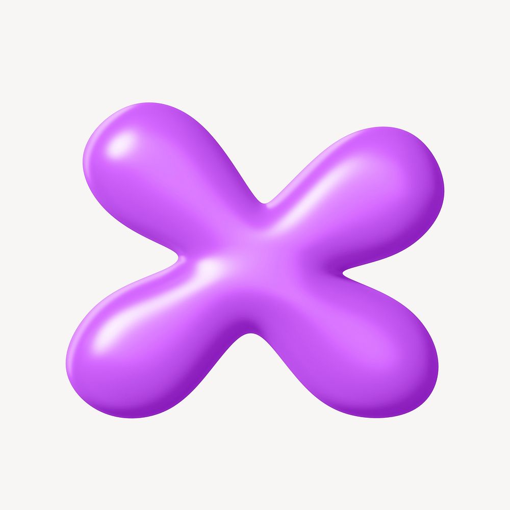3D X letter, purple balloon English alphabet
