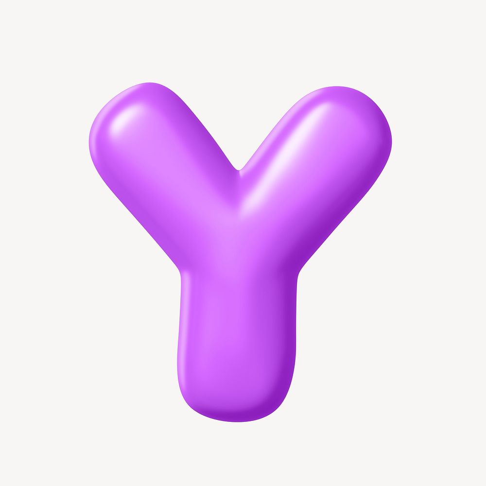 3D Y letter, purple balloon English alphabet