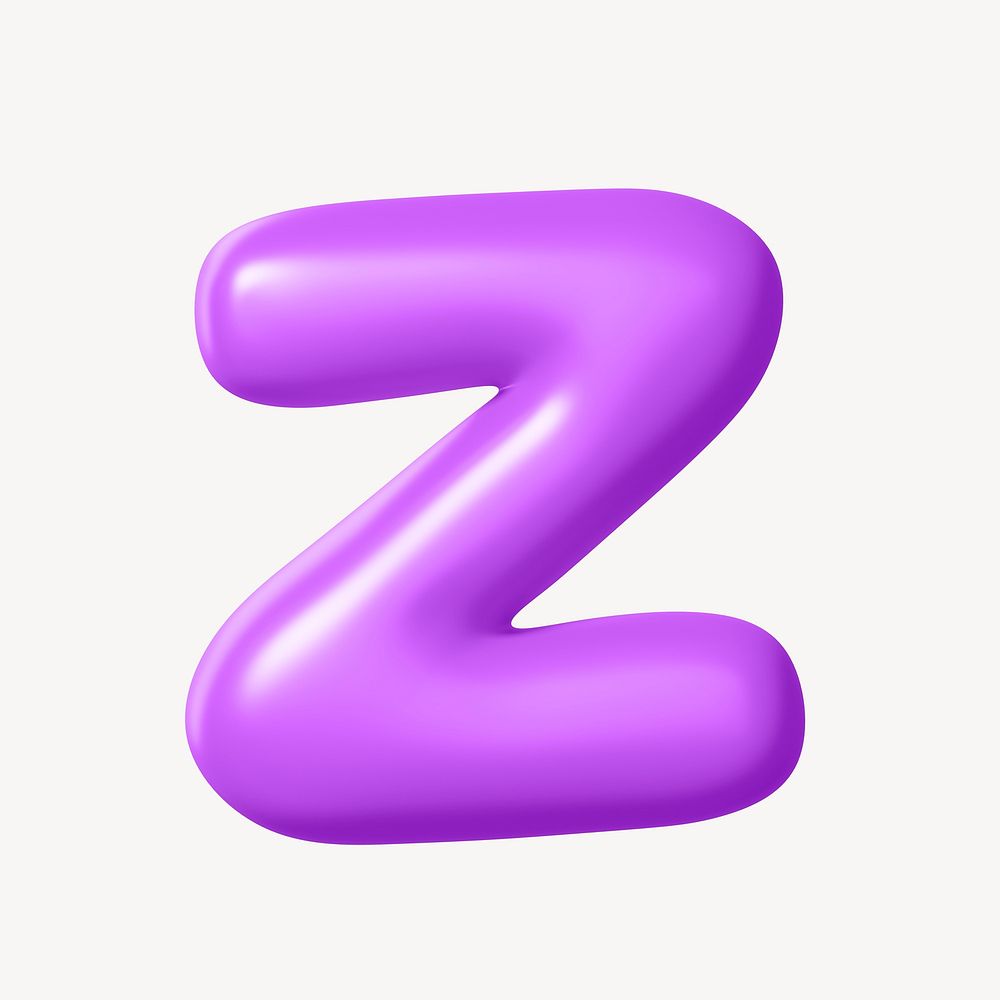 3D Z letter, purple balloon English alphabet