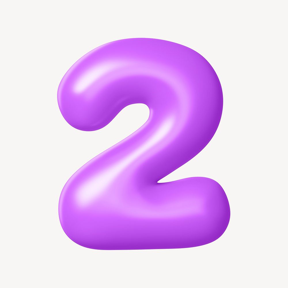 2 number two, 3D purple | Premium PSD - rawpixel