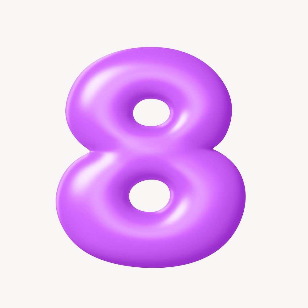 8 number eight, 3D purple | Premium PSD - rawpixel