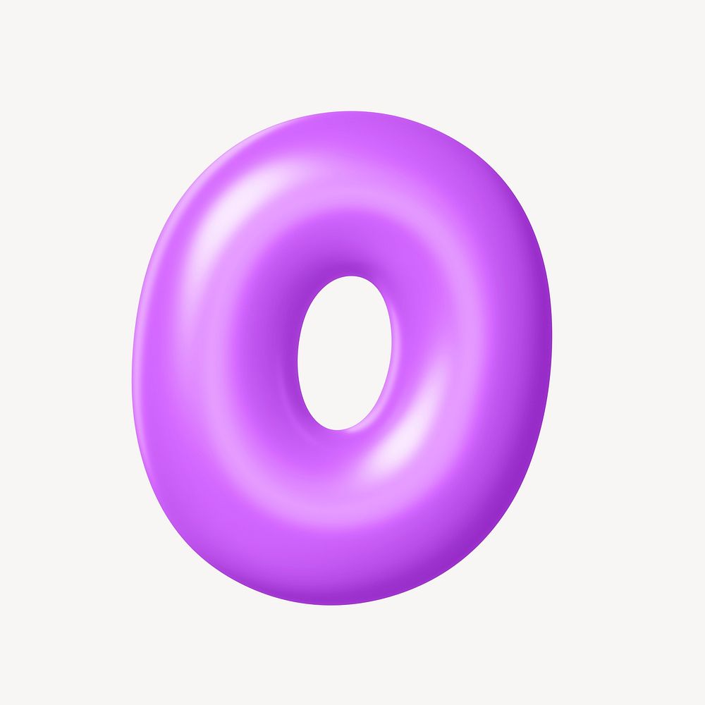 0 number zero, 3D purple balloon texture