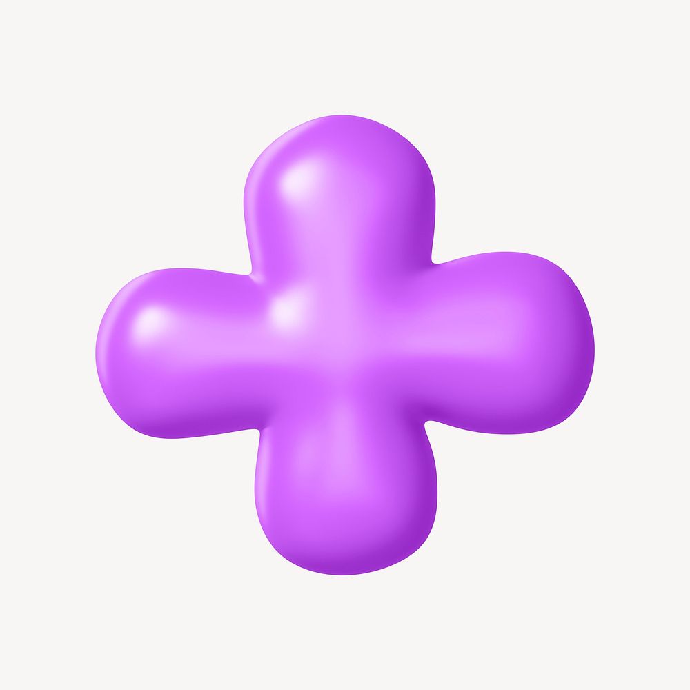 Plus sign symbol, 3D purple balloon texture