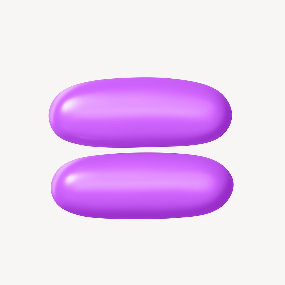 Equals sign symbol, 3D purple balloon texture