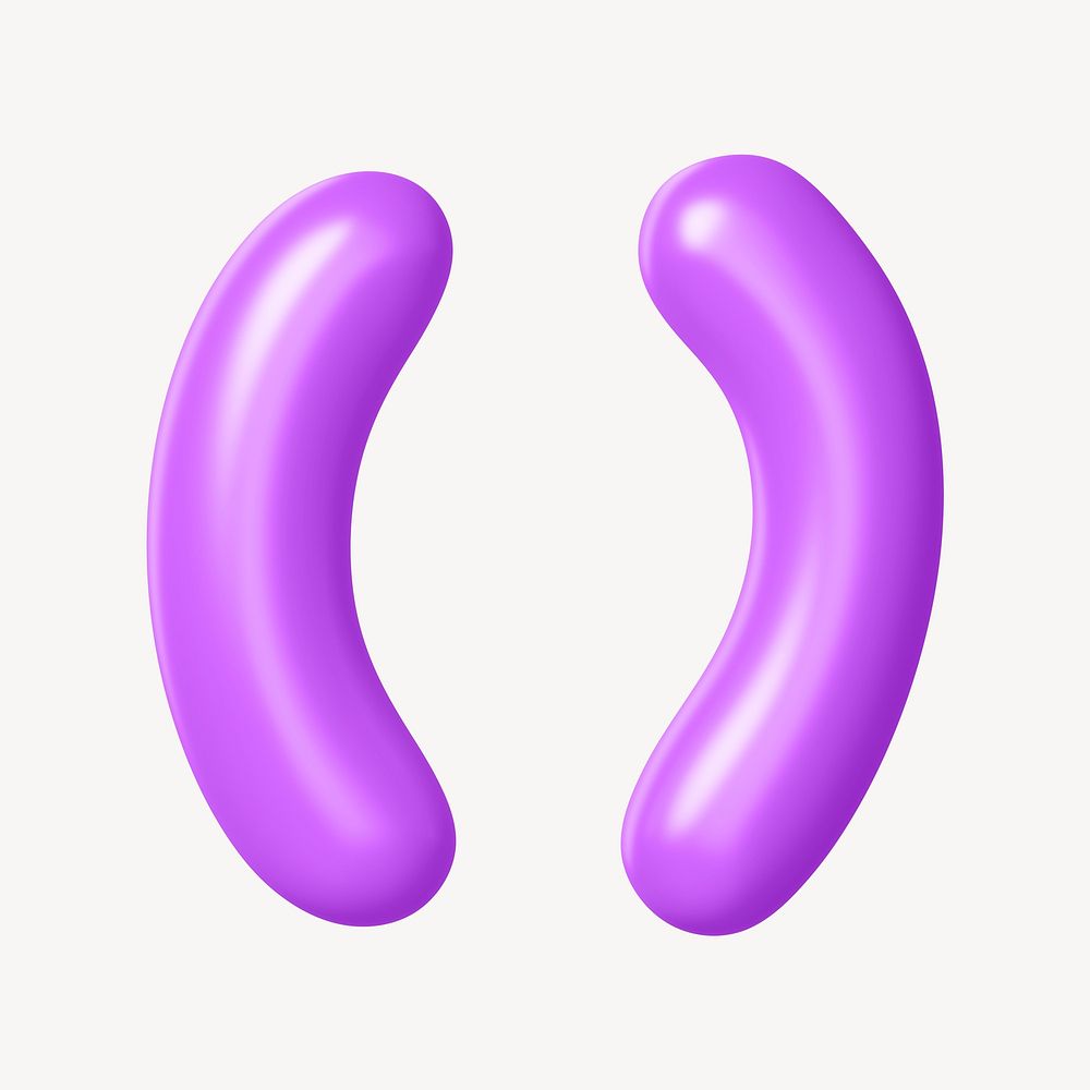 Parentheses brackets symbol, 3D purple balloon texture
