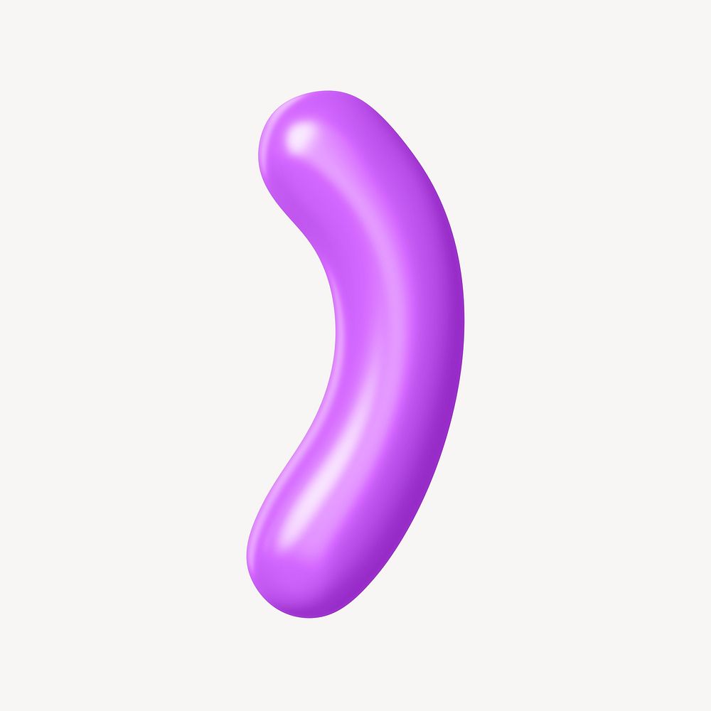 Parentheses bracket symbol, 3D purple balloon texture