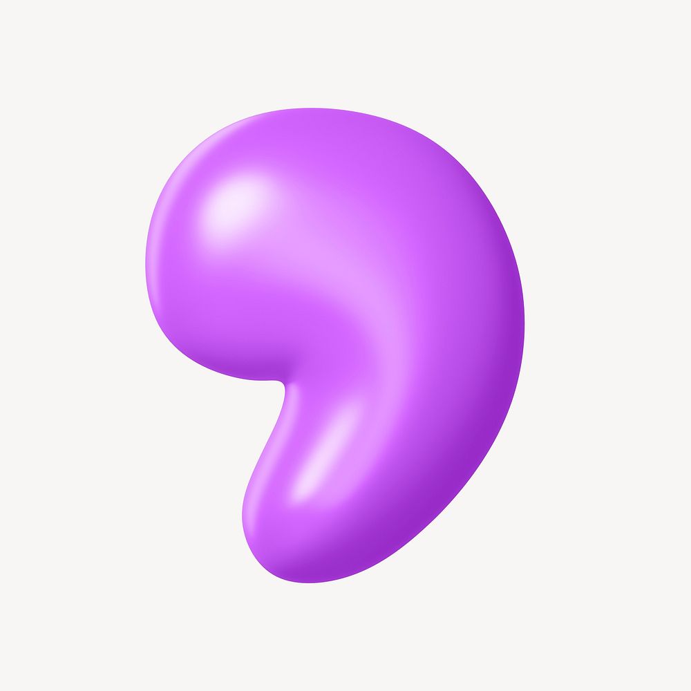 Comma mark, 3D purple balloon texture