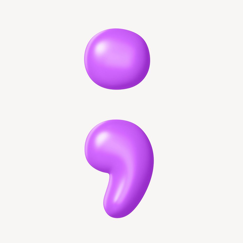 Semicolon symbol, 3D purple balloon texture