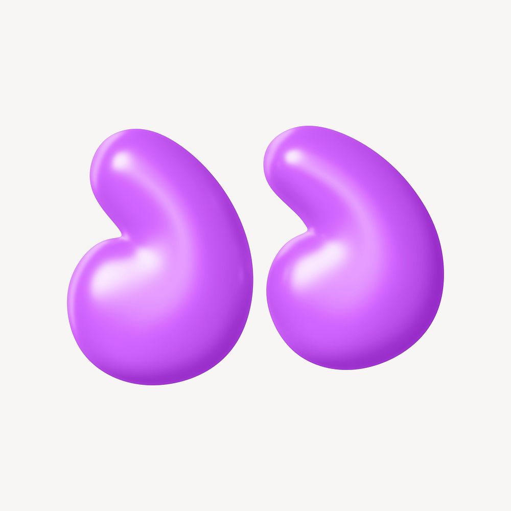 Quotation mark, 3D purple balloon texture