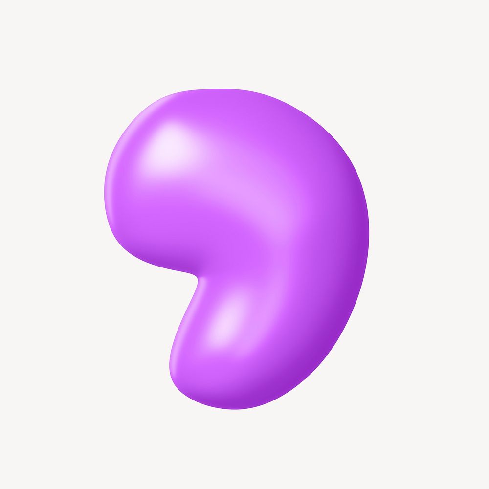 Apostrophe mark, 3D purple balloon texture