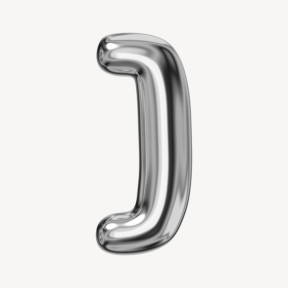Square bracket symbol, 3D metallic balloon design
