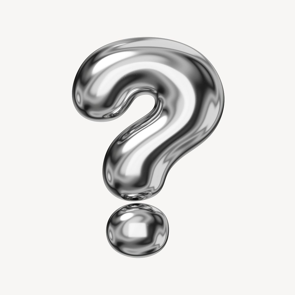 Question mark symbol, 3D chrome metallic balloon design