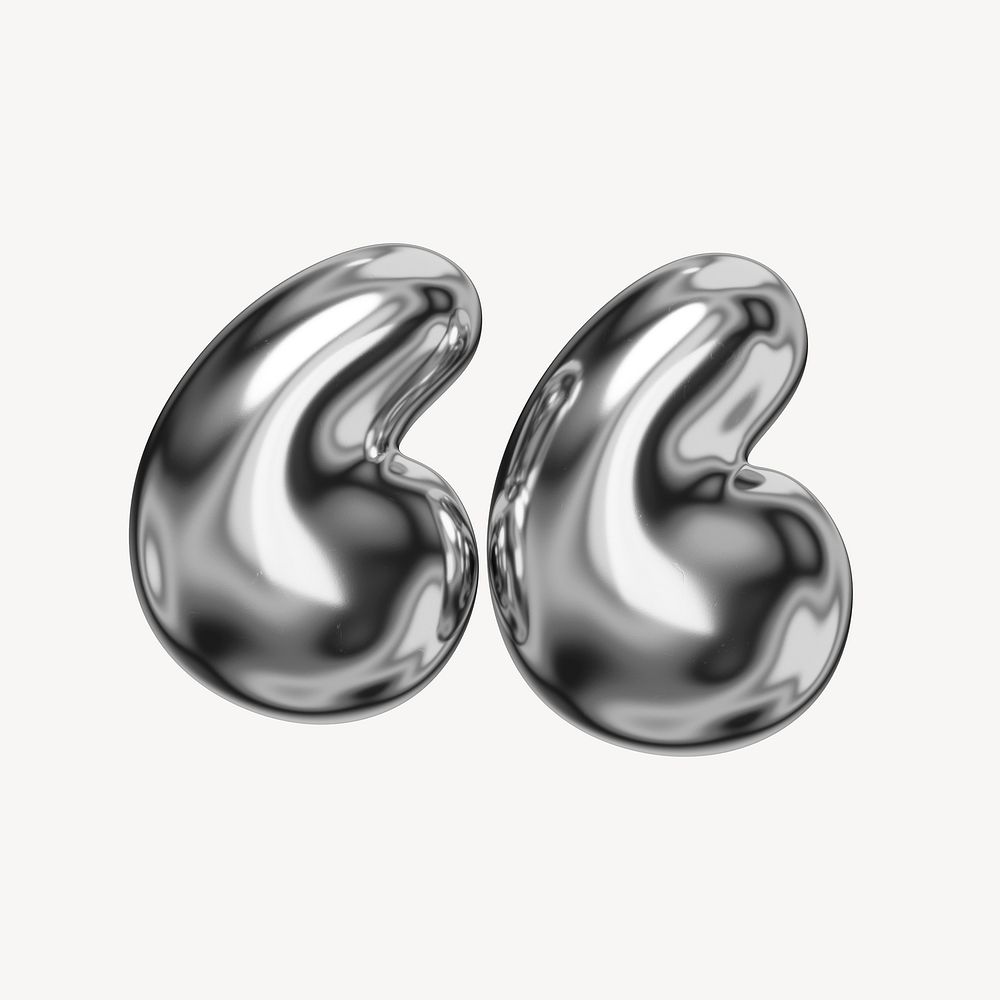 Quotation mark, 3D chrome metallic balloon design