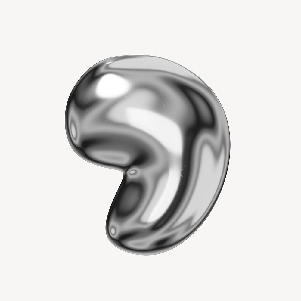 Comma mark, 3D chrome metallic balloon design
