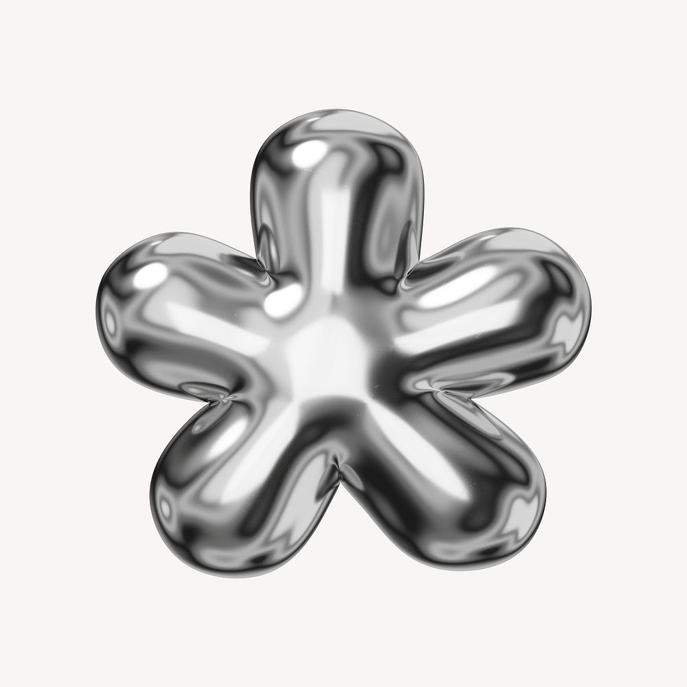 Asterisk symbol, 3D chrome metallic balloon design