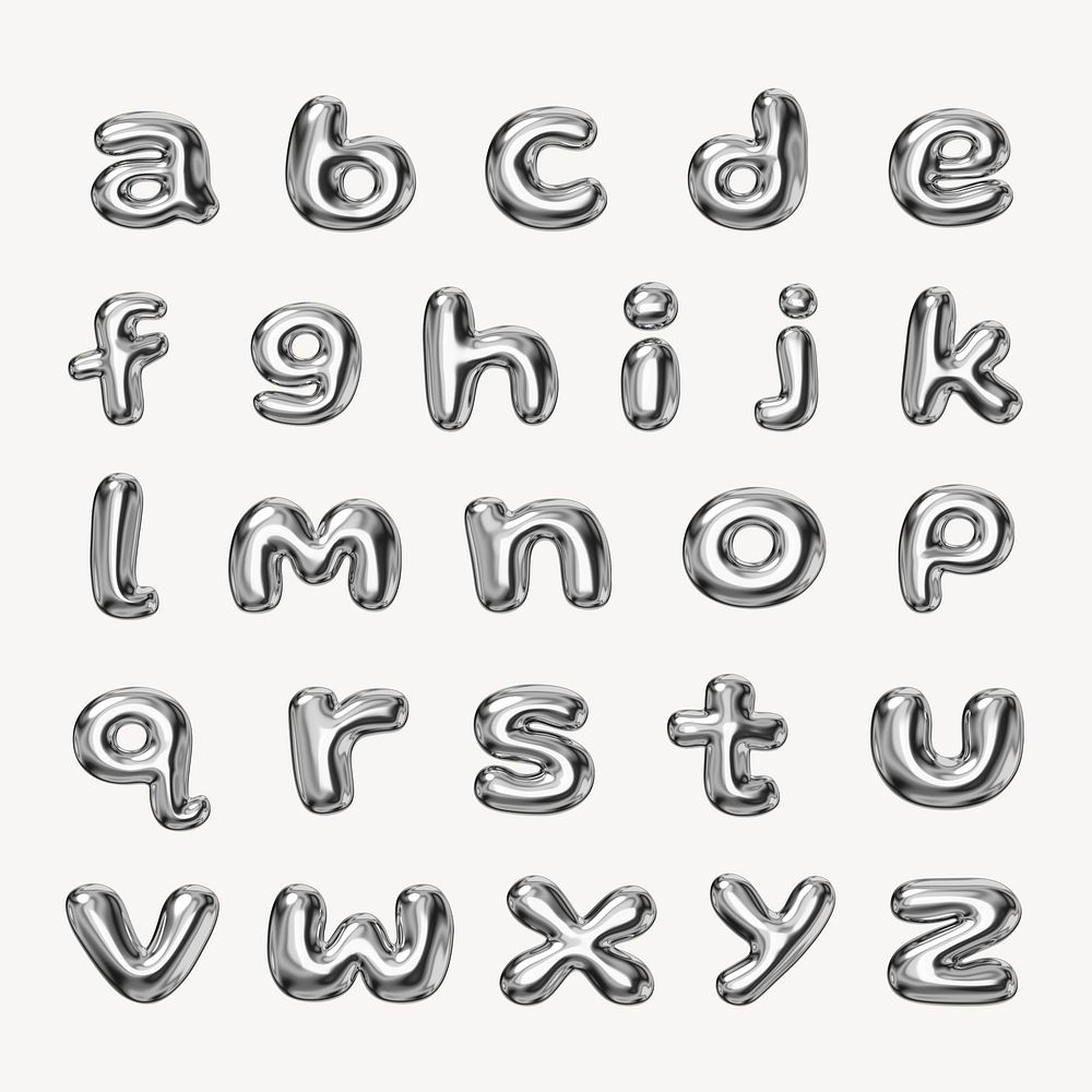 A-Z alphabet, 3D metallic balloon design set