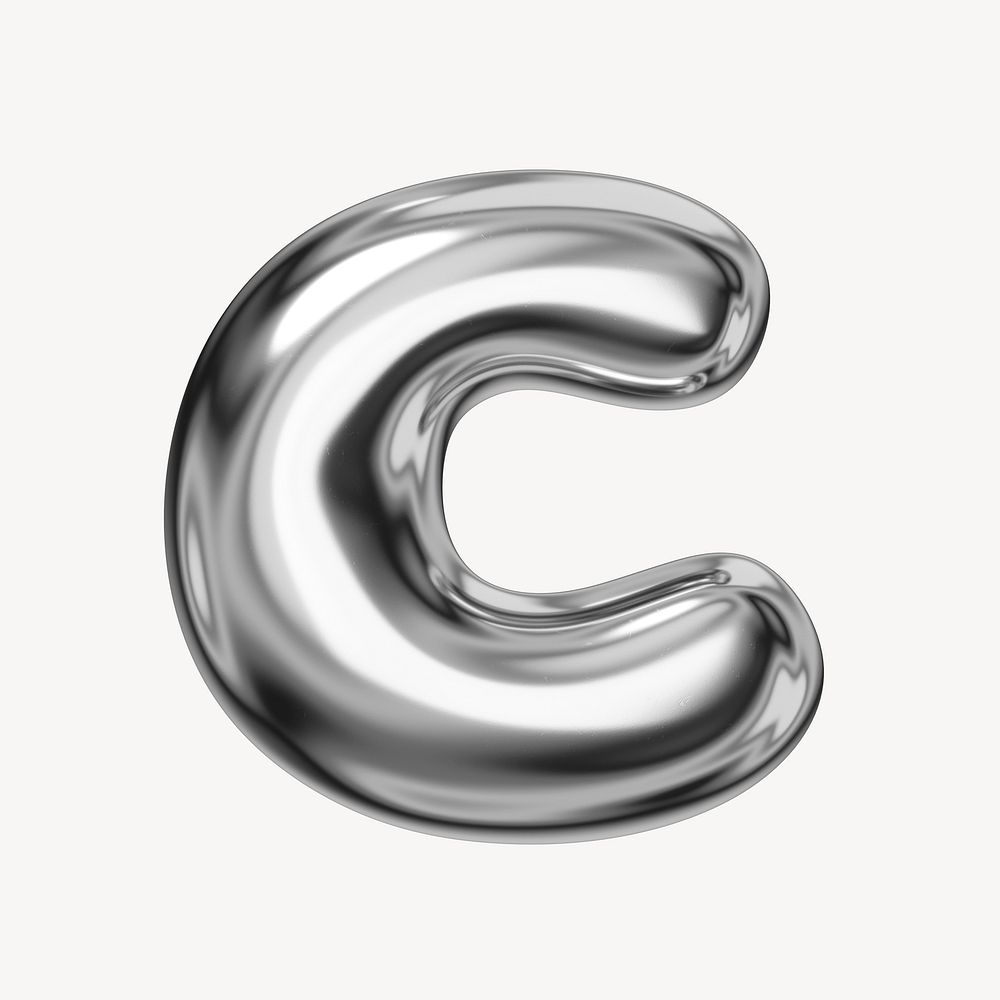 C alphabet, 3D chrome metallic balloon design