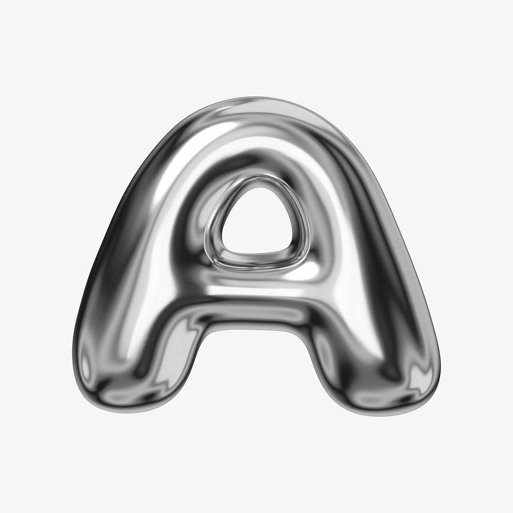 A alphabet, 3D chrome metallic balloon design