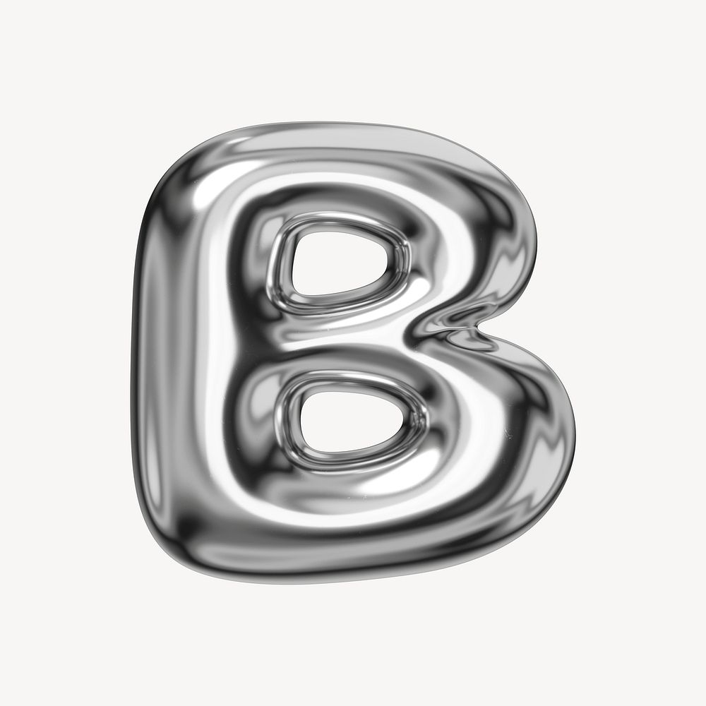 B alphabet, 3D chrome metallic balloon design