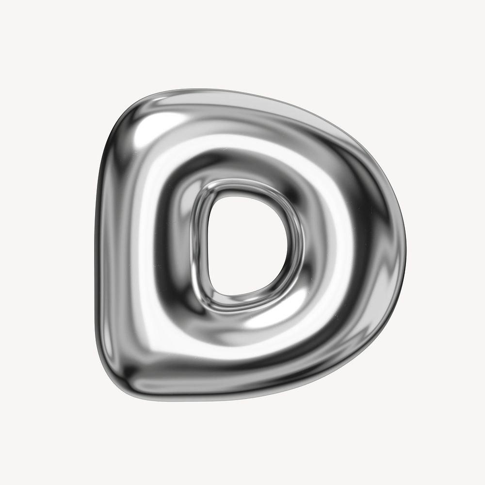 D alphabet, 3D chrome metallic balloon design