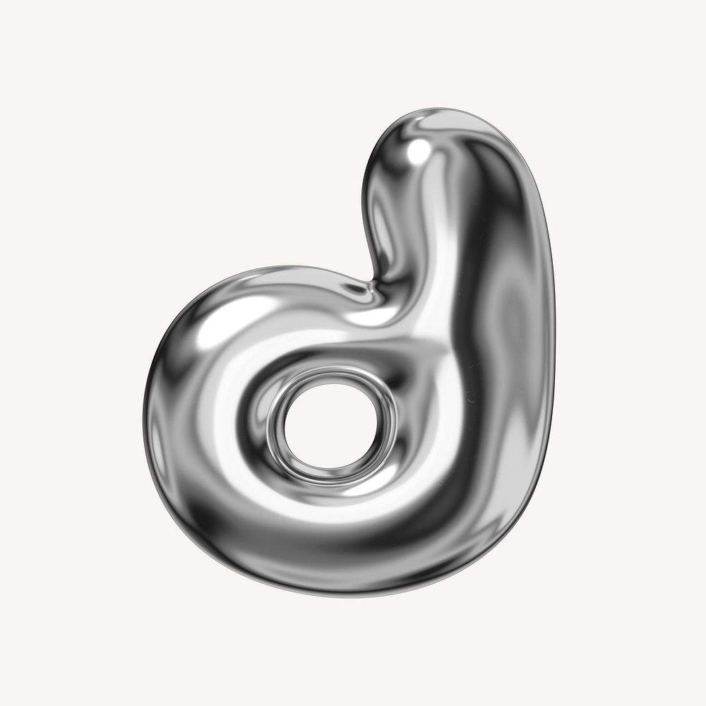 d alphabet, 3D chrome metallic balloon design