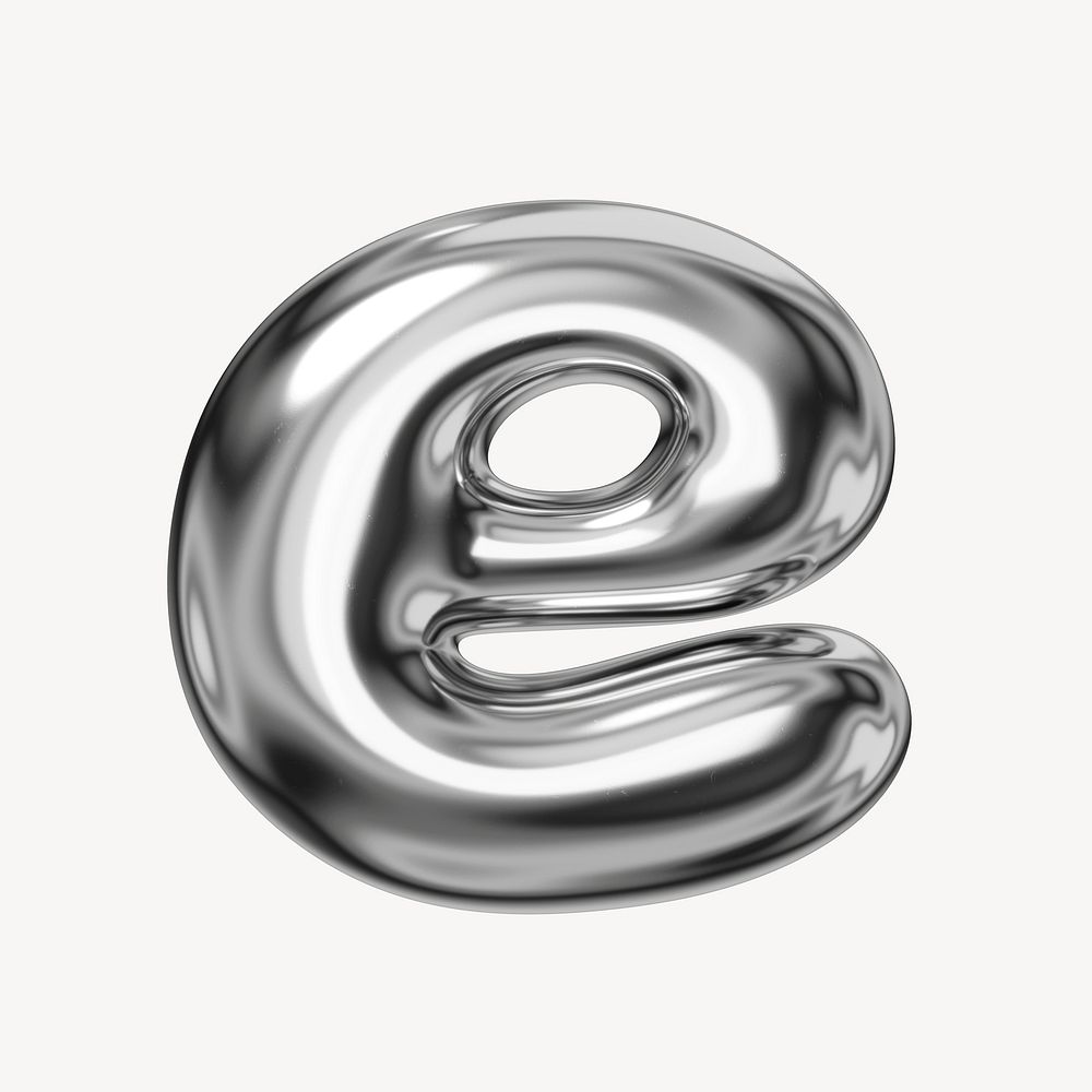 e alphabet, 3D chrome metallic balloon design