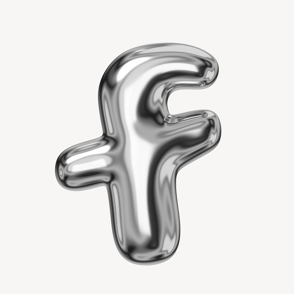 f alphabet, 3D chrome metallic balloon design