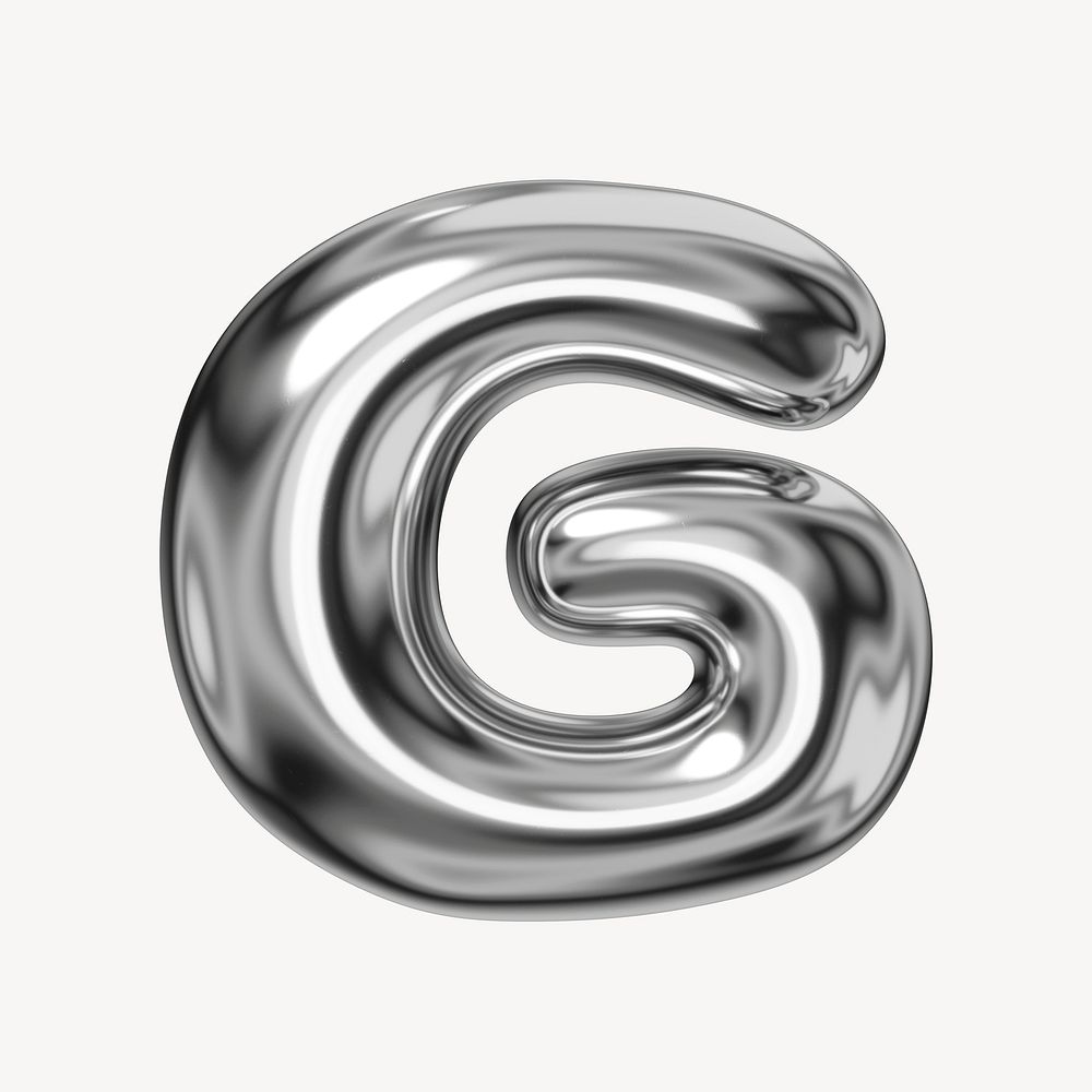 G alphabet, 3D chrome metallic balloon design