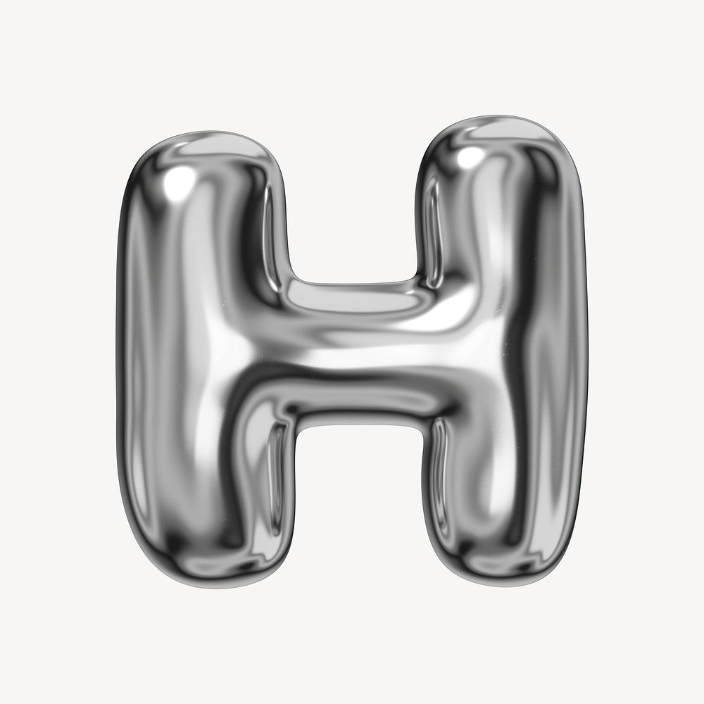 H alphabet, 3D chrome metallic balloon design