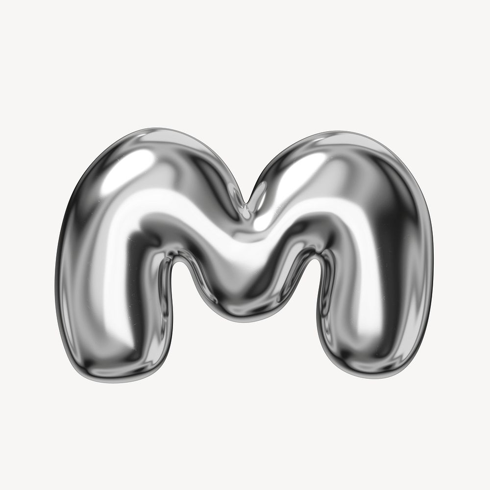 M alphabet, 3D chrome metallic balloon design