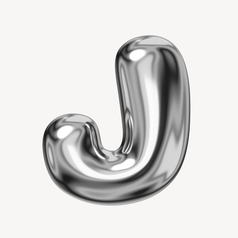 J alphabet, 3D chrome metallic balloon design