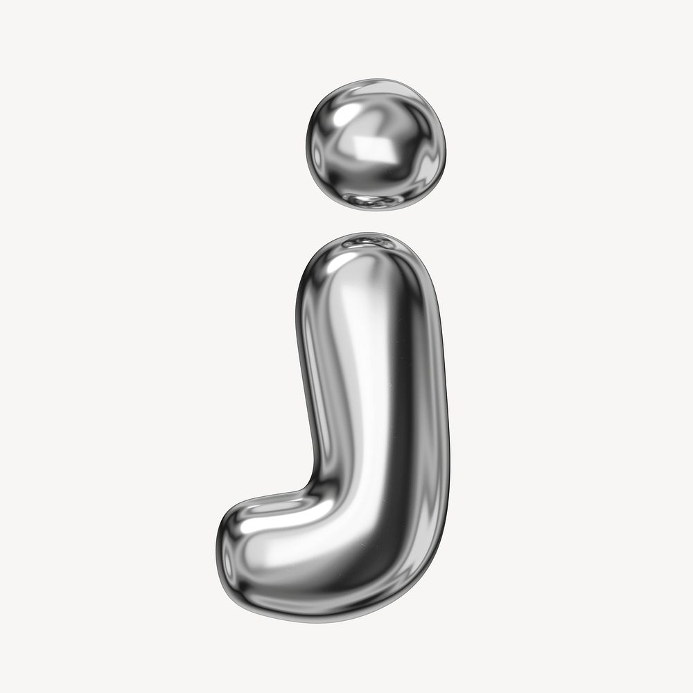 j alphabet, 3D chrome metallic balloon design