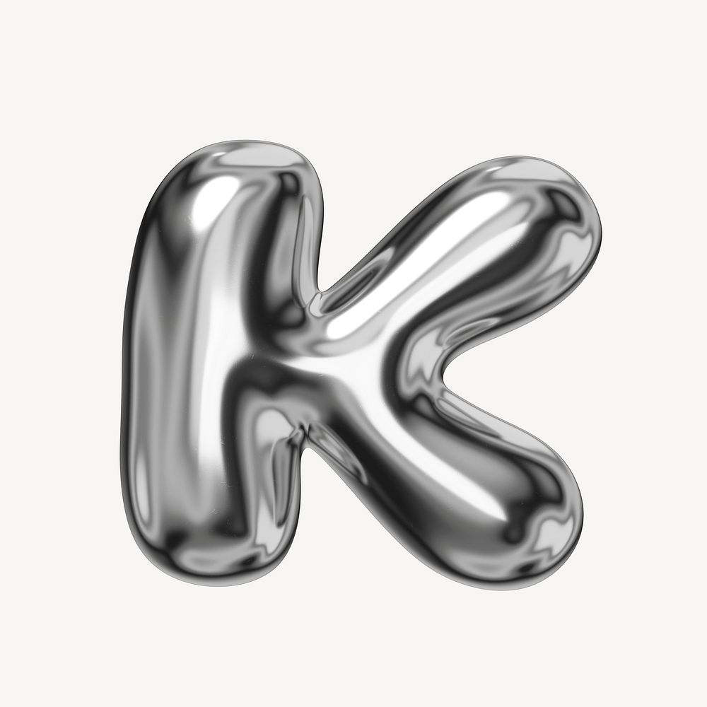 K alphabet, 3D chrome metallic balloon design