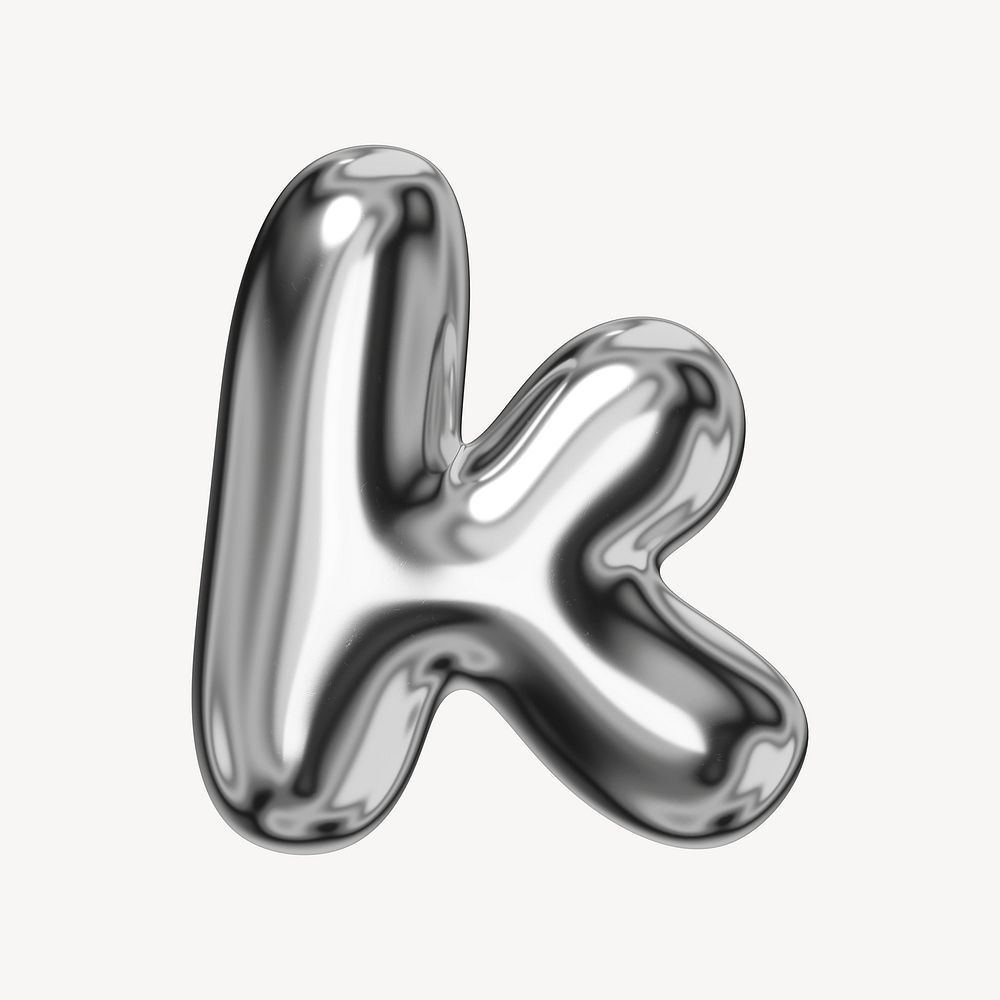 k alphabet, 3D  chrome metallic balloon design