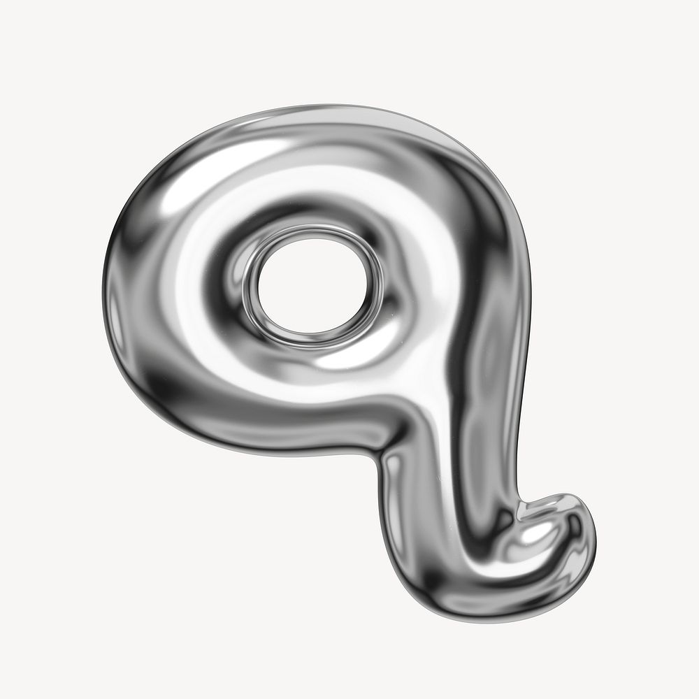 q alphabet, 3D chrome metallic balloon design