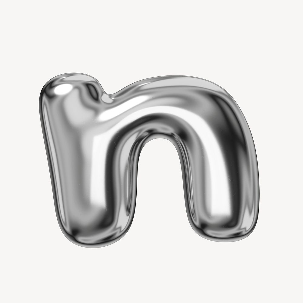 n alphabet, 3D chrome metallic balloon design